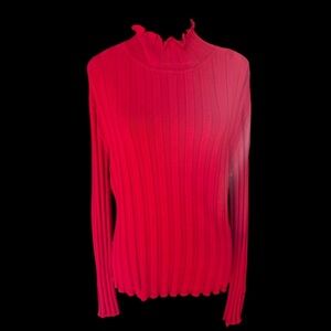 NILS ladies red ribbed ski sweater very good condition size medium soft